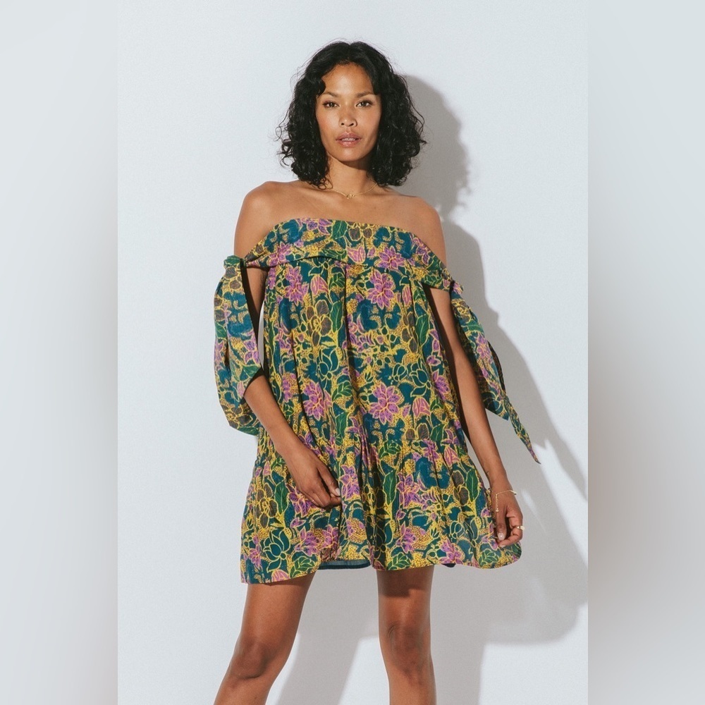 Cleobella Violet Off The Shoulder Floral Mini Dress NWT